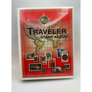 Traveler stamp album -  Hundreds of US and worldwide stamps included